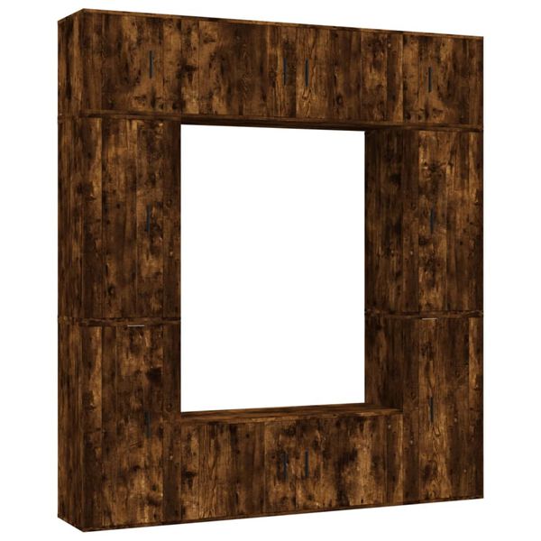 vidaXL TV spintelių komplektas, 8 dalių, dūminio ąžuolo, mediena