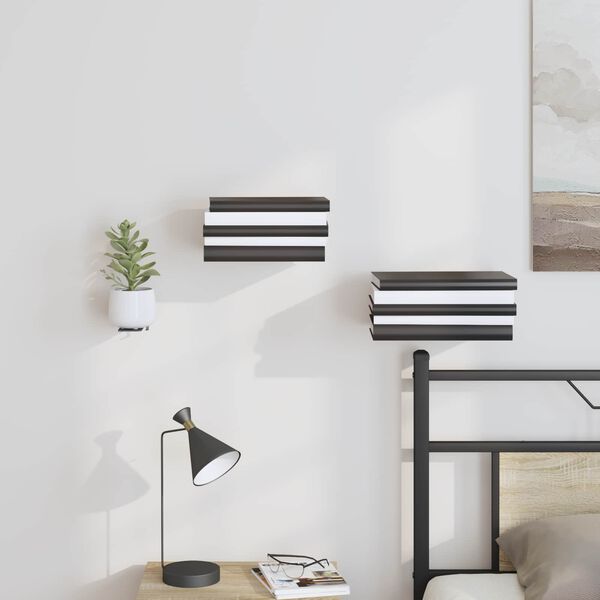 vidaXL Nemoki plaukiančia lentyna 4 pcs Juodas 6 x 11 x 6,5 cm