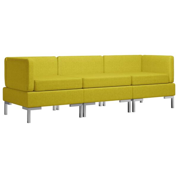 vidaXL Sofos komplektas, 3 dalių, geltonos spalvos, audinys