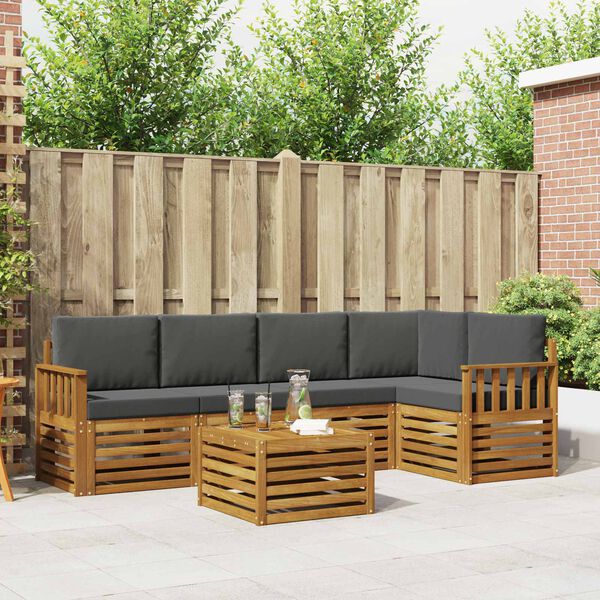 vidaXL Sofų komplektai su pagalve 6 pcs Natūralus ir antracitas