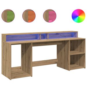 vidaXL Ra&scaron;omasis stalas su LED, artisano ąžuolo, 200x55x91cm, mediena