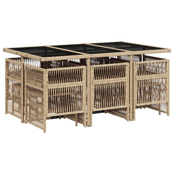 vidaXL Sodo komplektas su pagalvėlėmis, 11 dalių, smėlio, poliratanas