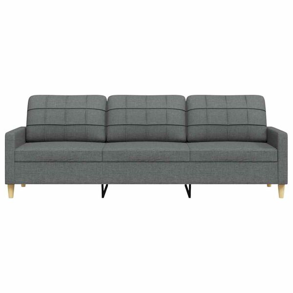 vidaXL Trivietė sofa, tamsiai pilkos spalvos, 210cm, audinys