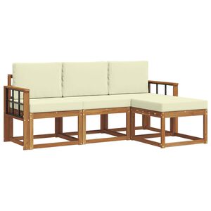 vidaXL Lauko sofos komplektas su pagalve 4 pcs Natūralus ir grietinėlė