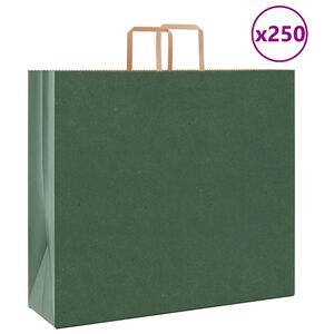 vidaXL Popieriniai mai&scaron;eliai 250vnt. su rankenomis, žalios, 54x15x49cm