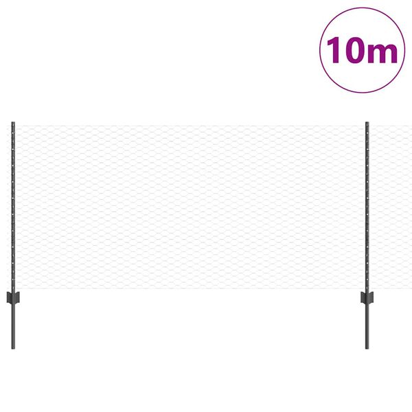 vidaXL Tvora su stulpais Pilka 1 x 10 m Plienas ir PVC