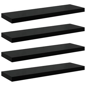 vidaXL Pakabinamos lentynos, 4vnt., juodos, 80x23,5x3,8cm, MDF