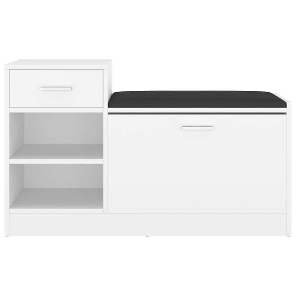 vidaXL Batų suoliukas, baltos spalvos, 94,5x31x57cm, apdirbta mediena