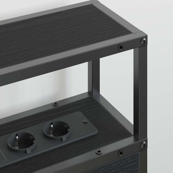 vidaXL Saugojimo galvos atlo&scaron;as juoda ąžuolo 120 cm Apdirbta mediena