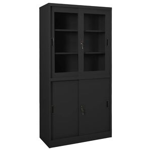 vidaXL Spintelė su stumdomom durim, antracito, 90x40x180cm, plienas