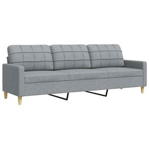 vidaXL Trivietė sofa, &scaron;viesiai pilkos spalvos, 210cm, audinys