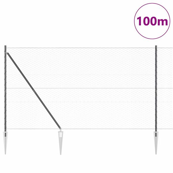 vidaXL Tvora su stulpais Pilka 1.6 x 100 m PVC dengtas plienas