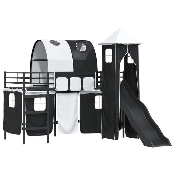 vidaXL Vaikų Lofto Lovos Rėmas Juoda 74,5 x 190 cm Metalas