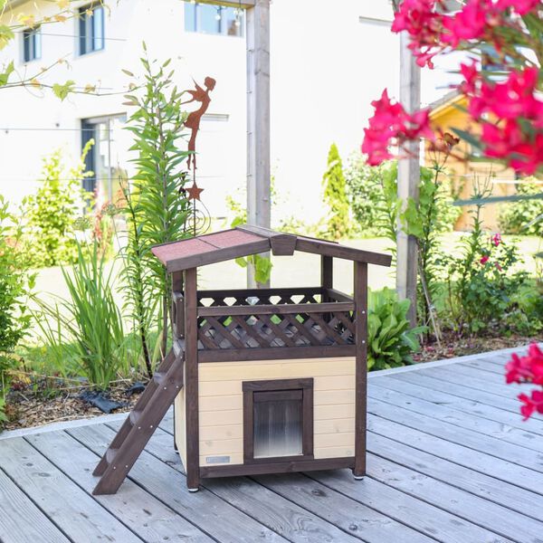 Kerbl Šildomas namelis katėms Deluxe, tamsiai rudas, 88x57x77cm