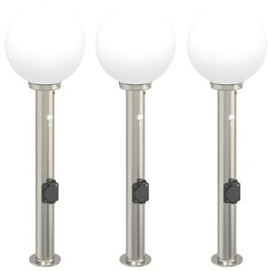 vidaXL &Scaron;viestuvai su jutikliu ir lizdu, 3 vnt., 80 cm, nerūdijantis plienas, IP44