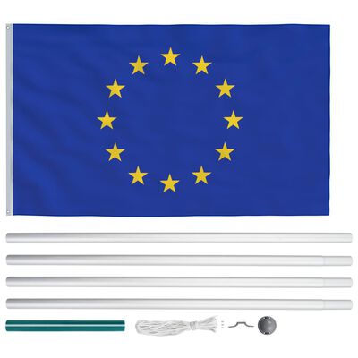 vidaXL Europos Sąjungos vėliava su stiebu, aliuminis, 6,2m