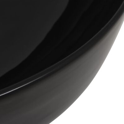 vidaXL Praustuvas, apvalus, keramika, juodas, 41,5x13,5cm