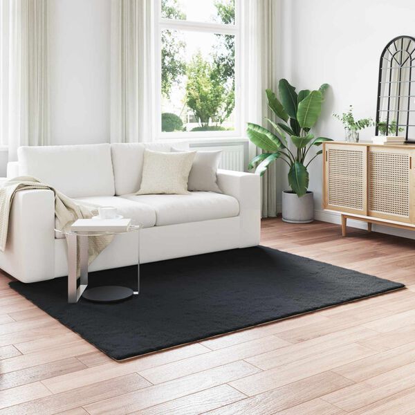 vidaXL Dirbtinio triu&scaron;io kailio kilimas Olite Juoda 160 x 230 cm