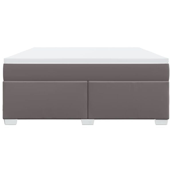 vidaXL Lova su spyruoklėmis ir čiužiniu, pilka, 180x200cm dirbtinė oda