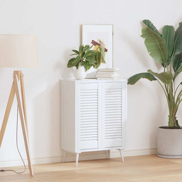 vidaXL Spintelės durelės, 2vnt., baltos, 69x29,5cm, žaliuzių dizaino