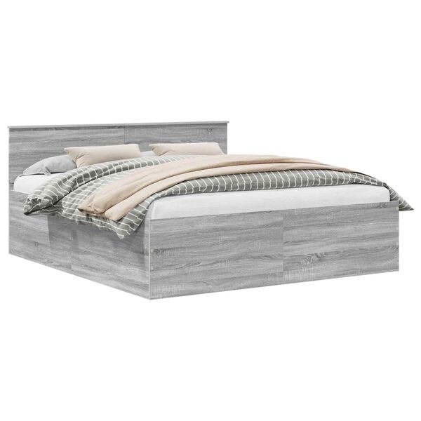 vidaXL Lovos rėmas Pilkas Sonoma 200 x 200 cm Apdirbta mediena