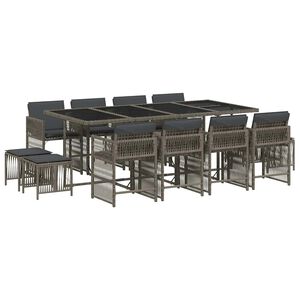 vidaXL Sodo komplektas su pagalvėlėmis, 13 dalių, pilkas, poliratanas