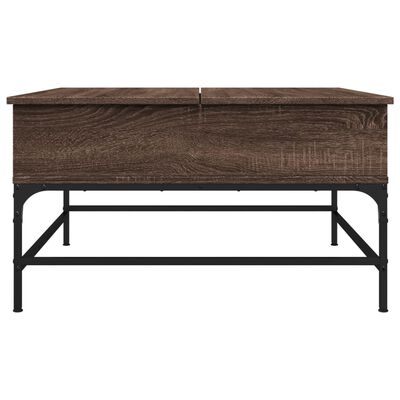 vidaXL Kavos staliukas, rudas ąžuolo, 80x80x45cm, mediena ir metalas