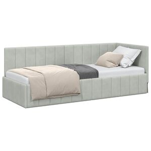 vidaXL Kampinė lovos konstrukcija &Scaron;viesiai pilka 80 cm x 200 cm