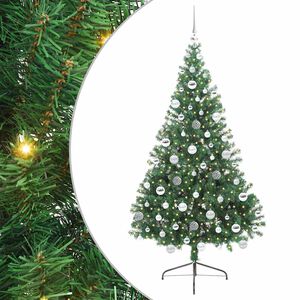 vidaXL Dirbtinis prie&scaron;&scaron;ventinis eglutė su &scaron;viesomis Žalia 180 cm PVC
