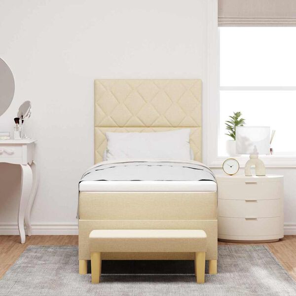 vidaXL Kiemas lova su čiužiniu Kreminė 100 x 200 cm audinys