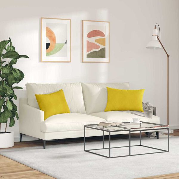 vidaXL Sofa Pagalvės 2 pcs Geltona 60 x 40 cm Kordūrinis audinys
