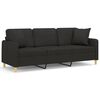 vidaXL Trivietė sofa su pagalvėmis, juoda, 180cm, audinys