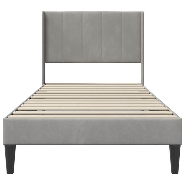 vidaXL Lovos rėmas su galvūgalio &Scaron;viesiai pilka 80 x 200 cm Aksomas