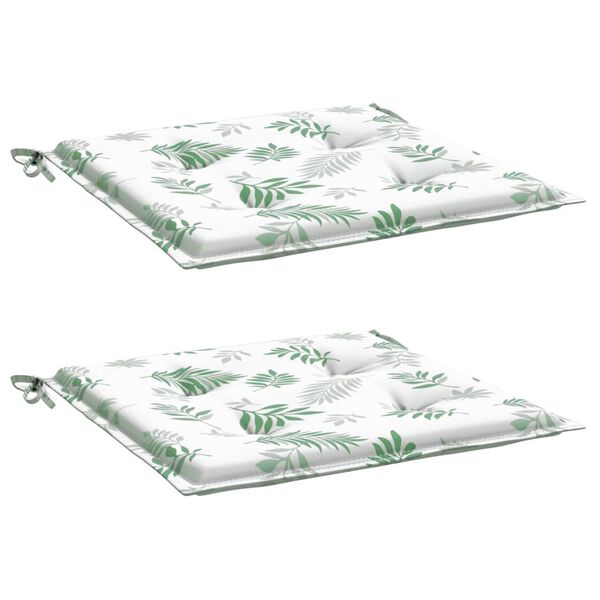 vidaXL Kėdės pagalvėlės, 2vnt., 50x50x3cm, audinys, su lapais