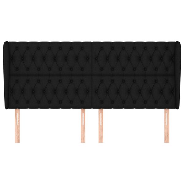 vidaXL Galvūgalis su auselėmis, juodas, 183x23x118/128cm, audinys