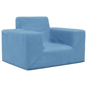 vidaXL Vaiki&scaron;ka sofa, mėlynos spalvos, mink&scaron;tas pliu&scaron;as