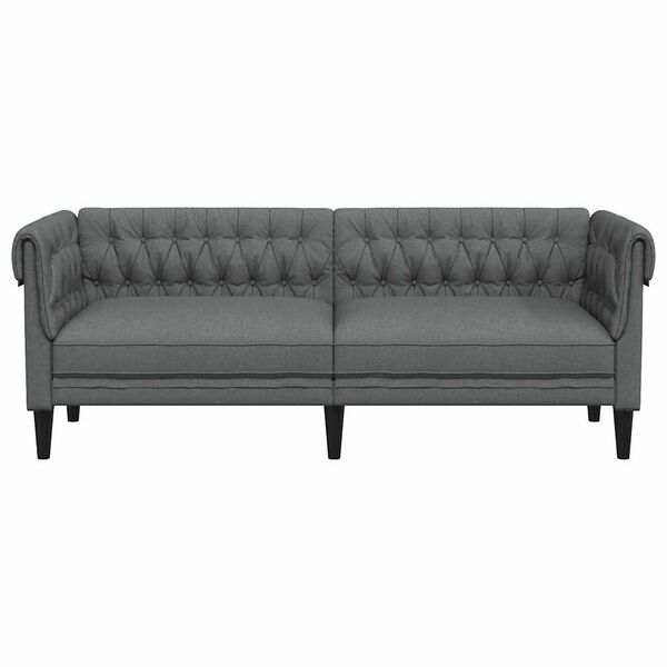 vidaXL Trivietė chesterfield sofa, tamsiai pilkos spalvos, audinys