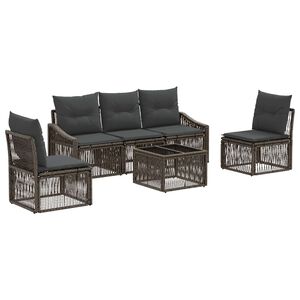 vidaXL Sodo Sofų Rinkinys 6 pcs Pilka poliratanas