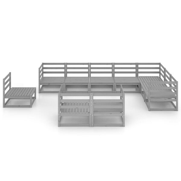 vidaXL Sodo poilsio baldų komplektas, 10 dalių, pilkas, pu&scaron;ies masyvas