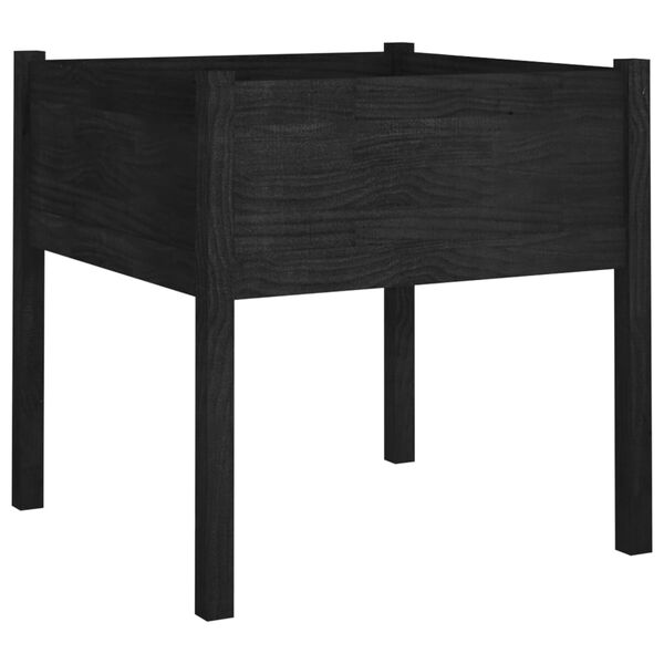 vidaXL Sodo lovelis, juodas, 70x70x70cm, pušies medienos masyvas