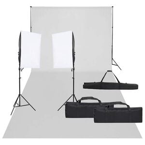 vidaXL Fotostudijos rinkinys su ap&scaron;vietimo rinkiniu ir fonu