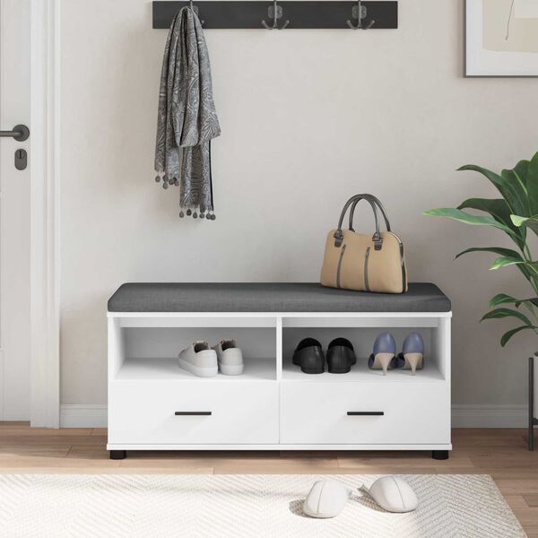 vidaXL Koridoriaus suolas su pagalve su stalčių Balta 100 x 38 x 46 cm