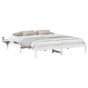 vidaXL Lovos rėmas Balta 200 x 200 cm Kietos pu&scaron;ies mediena
