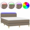 vidaXL Lova su spyruoklėmis/čiužiniu/LED, taupe, 140x190 cm, audinys