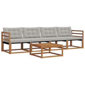 vidaXL Lauko sofos komplektas 5 pcs Natūrali ir &scaron;viesiai pilka