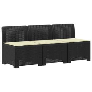 vidaXL 3-vietė sodo sofa su pagalvėlėmis, Rattan i&scaron;vaizda PP Antracito