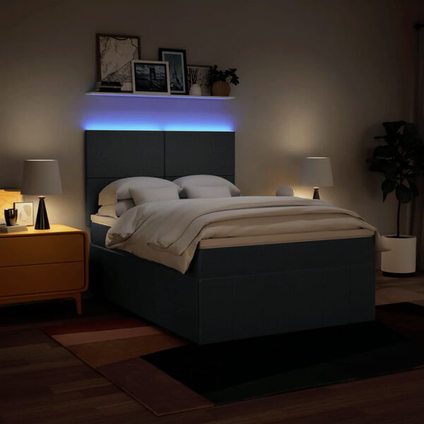 vidaXL Lova su spyruoklėmis ir čiužiniu, mėlyna, 140x200 cm, audinys