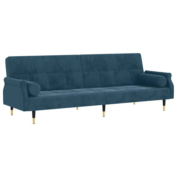 vidaXL Sofa-lova su pagalvėlėmis, &scaron;viesiai pilkos spalvos, aksomas