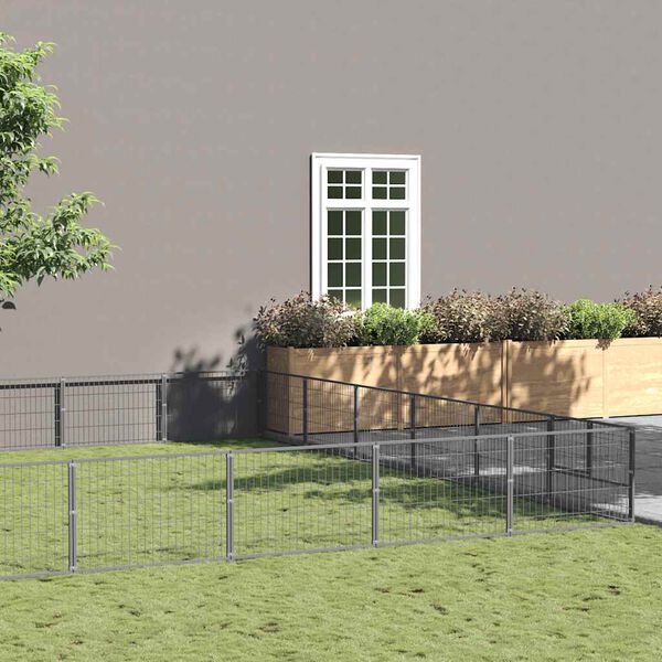 vidaXL Voljeras &scaron;unims, sidabrinės spalvos, 60m&sup2;, plienas