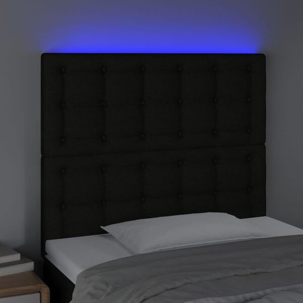 vidaXL Galvūgalis su LED, juodos spalvos, 100x5x118/128cm, audinys